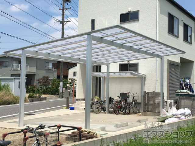 愛知県あま市ののカーポート ネスカF (フラットスタイル) ワイド 積雪〜20cm対応 施工例