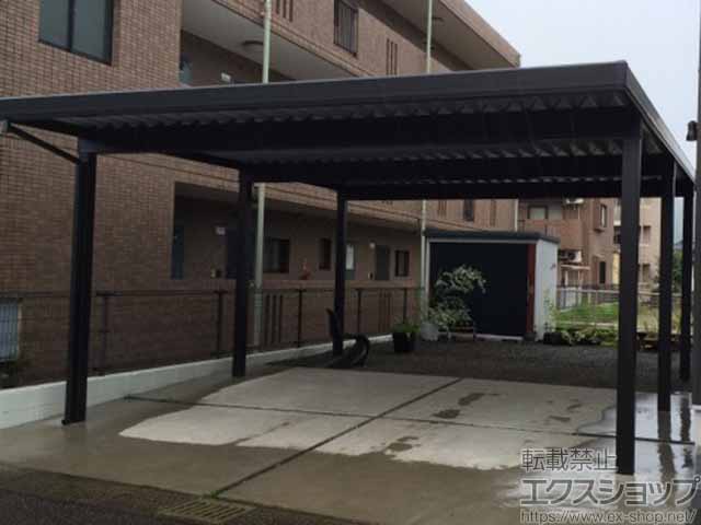 鹿児島県霧島市のLIXIL リクシル（トステム）のカーポート テリオスポートIII 1500 2台用 奥行延長 角柱6本仕様 積雪〜50cm対応 施工例