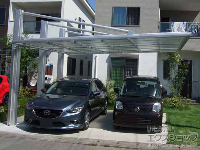 栃木県宇都宮市ののカーポート ダブルフェース 側面支持タイプ 積雪〜20cm対応 施工例