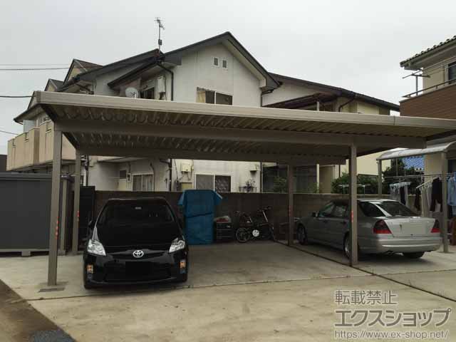 群馬県前橋市のLIXIL リクシル（トステム）のカーポート テリオスポートIII 1500 2台用 間口延長 角柱4本仕様 積雪〜50cm対応 施工例
