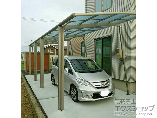 宮城県名取市ののカーポート ネスカR (ラウンドスタイル) 縦連棟 積雪〜20cm対応 施工例