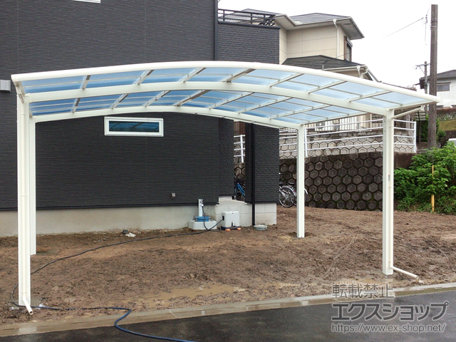 佐賀県武雄市ののカーポート ネスカR (ラウンドスタイル) ワイド 積雪〜20cm対応 施工例