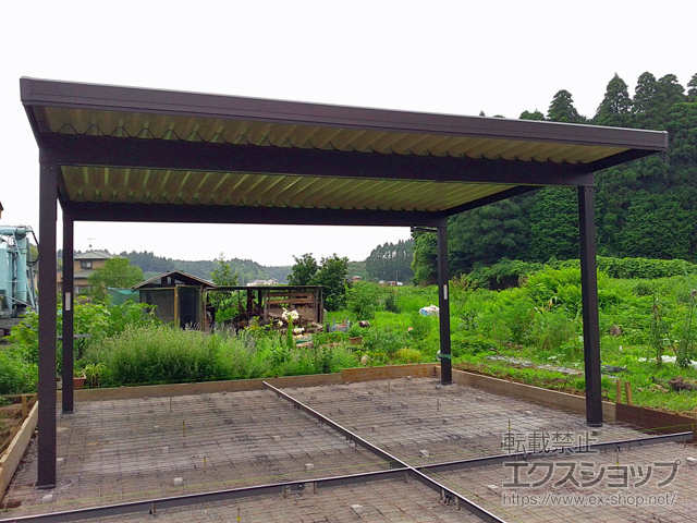 千葉県山武市のLIXIL リクシル（トステム）のカーポート テリオスポートIII 1500 2台用 角柱4本仕様 積雪〜50cm対応 施工例