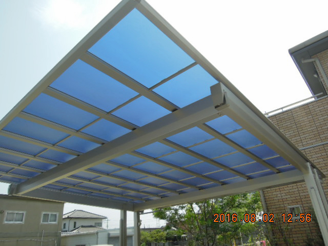 福岡県京都郡苅田町ののカーポート エフルージュツインEX 後方支持タイプ 積雪〜20cm対応 施工例