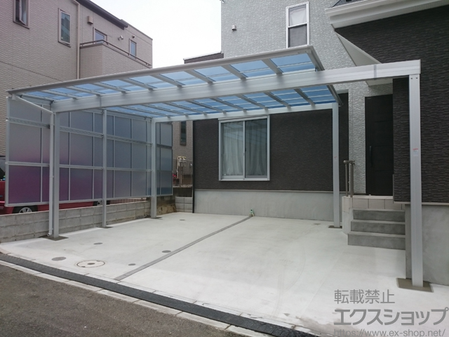 神奈川県横浜市ののカーポート フーゴF (フラットスタイル) ワイド W70水下梁延長 積雪〜20cm対応 施工例