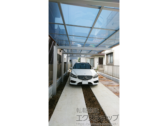 東京都大田区ののカーポート ニューマイリッシュ 縦連棟 逆勾配 前下がり マテリアルカラー 積雪〜20cm対応 施工例