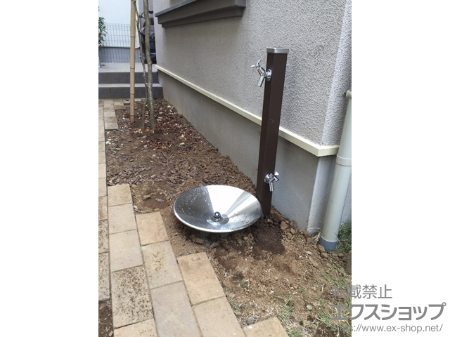 18065円 定価 ユニソン スプレスタンド60 左右仕様 蛇口 シルバー 2個セット 立水栓セット 補助蛇口付き マットブラック