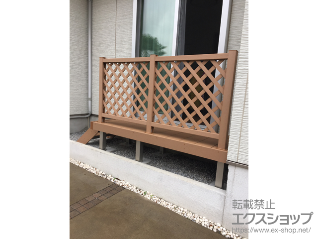 埼玉県草加市ののウッドデッキ マージウッドデッキ＋ステップ Sタイプ（2段）＋ラティスデッキフェンス 施工例