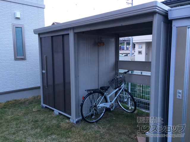 長野県上田市のの物置・屋外倉庫 Mr.ストックマン プラスアルファ 一般型 3347×1590×2110 TP-33R15-B 施工例