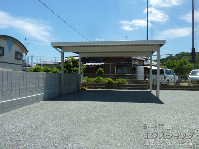 福岡県大牟田市ののカーポート ジーポートneo 積雪100cmAタイプ 2台用 標準鼻隠し 角柱4本仕様 積雪〜100cm対応 施工例