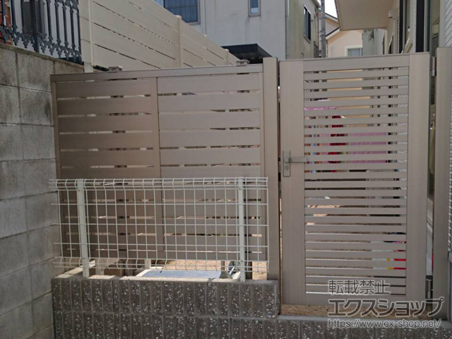 広島県広島市のの門扉 ライシス門扉 3型 太横桟 片開き 柱使用 施工例