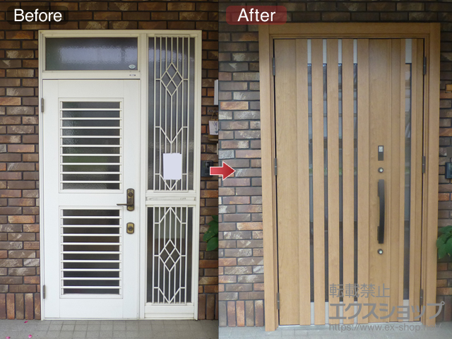 長野県伊那市のLIXIL リクシル（トステム）の玄関ドア リシェントII 断熱K2仕様 親子仕様(ランマ無)L F14型※タッチキー(リモコンタイプ)仕様 施工例