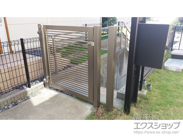 千葉県船橋市のの門扉 プレスタ門扉 1型 細横桟 片開き 柱使用 施工例