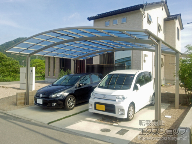 兵庫県姫路市ののカーポート ネスカR (ラウンドスタイル) ワイド　積雪〜20cm対応 施工例