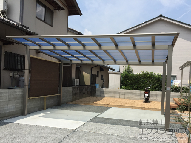 岡山県岡山市ののカーポート ソリッドポート ワイド 積雪〜20cm対応 施工例