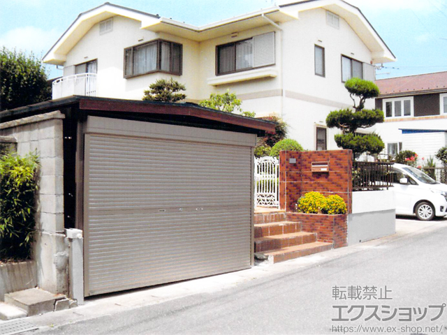 宮城県遠田郡美里町のLIXIL リクシル（トステム）のガレージシャッター ガレージシャッタークワトロ 手動式 外部付タイプ 施工例