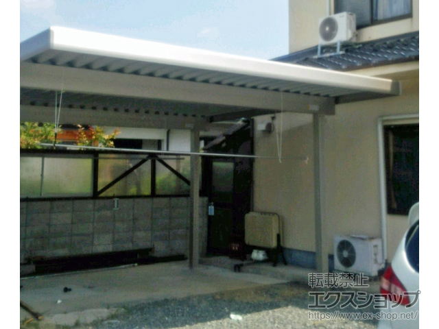 岡山県津山市ののカーポート レオンポートneo 2台用 標準鼻隠し 角柱4本仕様 積雪〜50cm対応 施工例