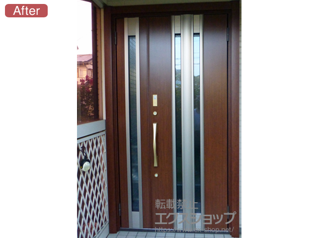 福島県福島市のLIXIL リクシル（トステム）の玄関ドア リシェントII 断熱K2仕様 親子仕様(ランマ無)R E61型※タッチキー(リモコンタイプ)仕様 施工例