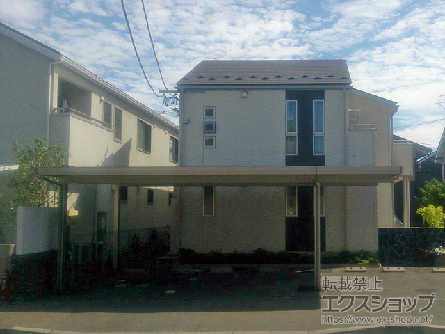 岩手県盛岡市のLIXIL リクシル（トステム）のカーポート テリオスポートIII 3000 2台用 間口延長 角柱4本仕様 積雪〜100cm対応 施工例