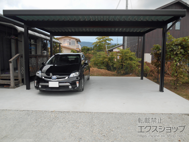 鹿児島県薩摩川内市ののカーポート レオンポートneo 2台用 角柱4本仕様　積雪〜50cm対応 施工例