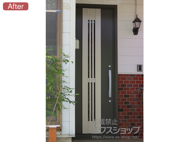 埼玉県東松山市のLIXIL リクシル（トステム）の玄関ドア リシェントII 断熱K4仕様 片開き仕様(ランマ無)L F86型 施工例