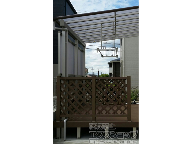 京都府木津川市ののテラス屋根 ヴェクターテラス F型 テラスタイプ 屋根フレーム木調色 単体 積雪〜20cm対応 施工例