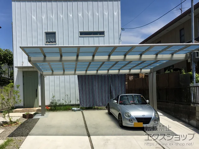 奈良県生駒郡平群町のYKKAPのカーポート エフルージュツインEX 後方支持タイプ　積雪～20cm対応 施工例