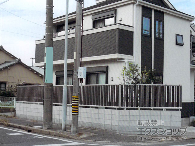 愛知県名古屋市ののフェンス・柵 ルシアスフェンスF03型 たて半目隠し 自由柱 施工例