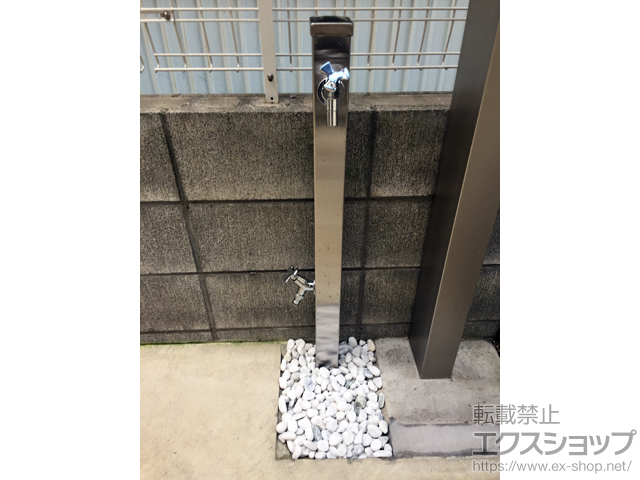 ユニソン(UNISON) 立水栓 スプレスタンド60 左右仕様 マットブラック 蛇口2個セット ゴールド 600532310 幅6.4×高さ