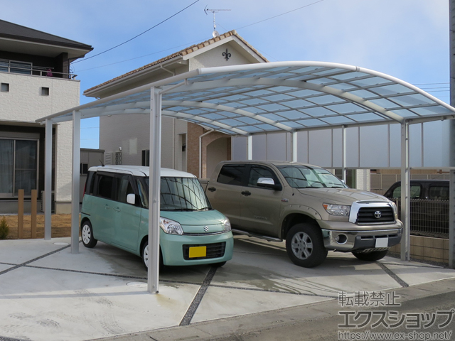 埼玉県行田市ののカーポート ネスカR (ラウンドスタイル) ワイド 延長 積雪〜20cm対応 施工例