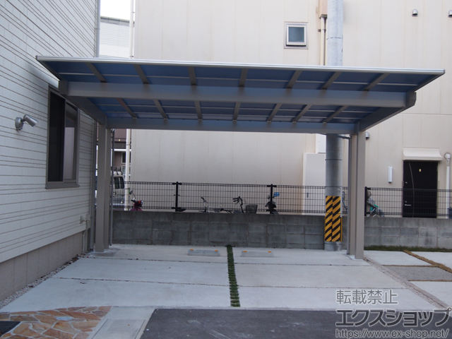 福岡県福岡市ののカーポート エフルージュツインEX 後方支持タイプ 積雪〜20cm対応 施工例