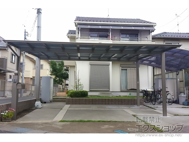 愛知県弥富市ののカーポート ネスカF (フラットスタイル) ワイド 積雪〜20cm対応 施工例