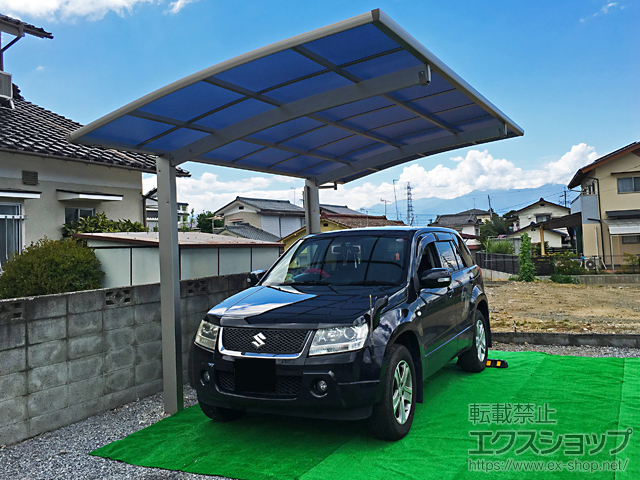 長野県松本市ののカーポート プレシオスポート 積雪〜20cm対応＋着脱式補助柱 標準・ハイルーフ兼用 2本入り×1セット 施工例