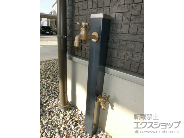 滋賀県彦根市のユニソン(UNISON)立水栓・ガーデンシンク施工例(スプレスタンド70 蛇口2個セット:35014837-1)