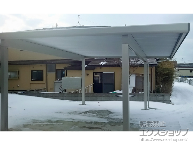 秋田県潟上市ののカーポート ジーポートneo Aタイプ 2台用 角柱4本仕様 積雪〜100cm対応 施工例