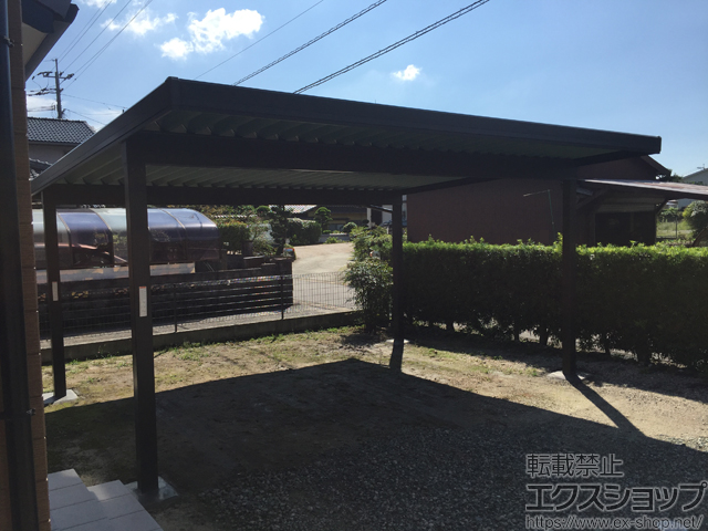 佐賀県佐賀市のLIXIL リクシル（トステム）のカーポート テリオスポートIII 1500 2台用 角柱4本仕様 積雪〜50cm対応 施工例