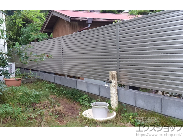 千葉県山武市ののフェンス・柵 ミエーネフェンス 目隠しルーバータイプ 自由柱施工 施工例