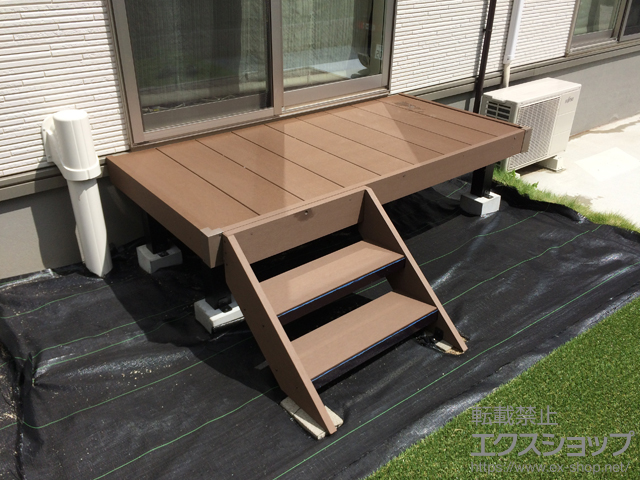 福島県郡山市ののウッドデッキ マージウッドデッキ＋ ステップ Sタイプ（2段） 施工例