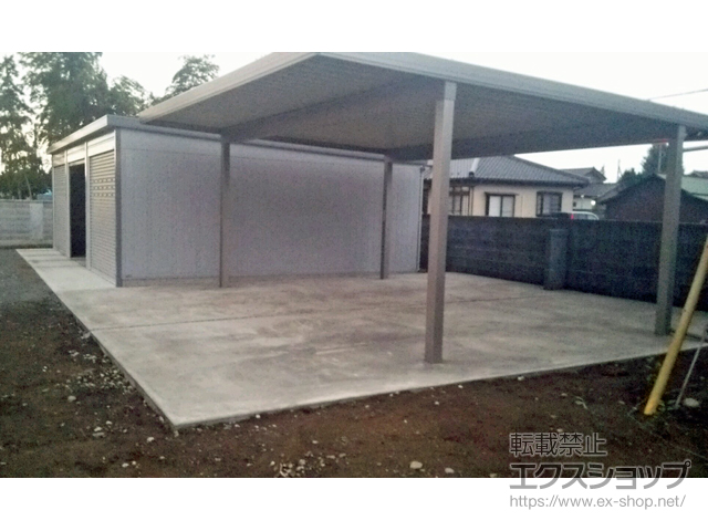 群馬県伊勢崎市のLIXIL リクシル（トステム）のカーポート テリオスポートIII 1500 2台用 角柱4本柱 積雪〜50cm対応 施工例