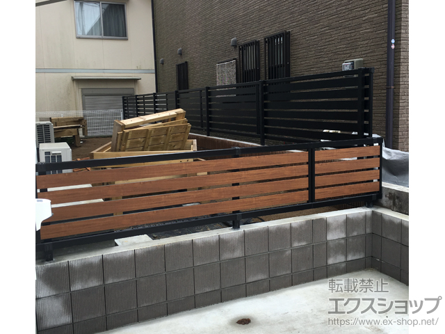 千葉県我孫子市ののフェンス・柵 モクアルフェンス 横板タイプ 自由柱施工 施工例