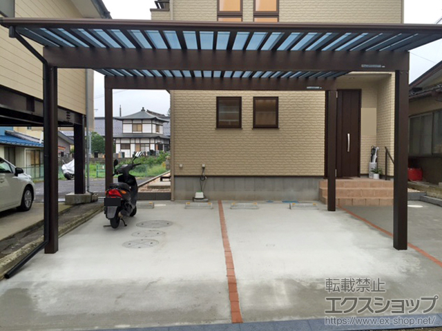 福島県福島市ののカーポート エフルージュ ツイン50 積雪〜50cｍ対応 施工例