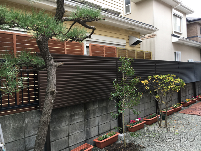 神奈川県平塚市ののフェンス・柵 ミエーネフェンス 目隠しルーバータイプ 2段支柱 施工例