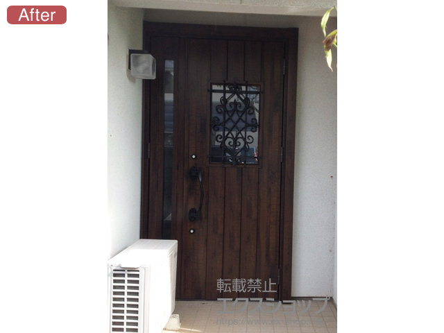 山梨県甲州市のLIXIL リクシル（トステム）の玄関ドア リシェントII 断熱K4仕様 親子仕様(ランマ無)R C41型 施工例