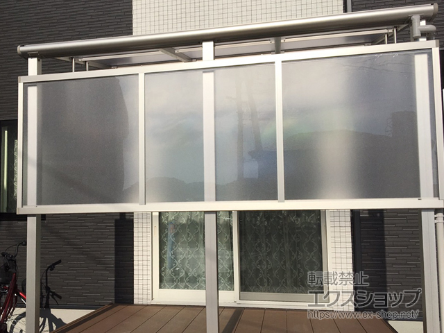 山口県柳井市ののテラス屋根 プレシオステラス F型 テラスタイプ 単体 積雪〜20cm対応＋プレシオステラス 吊り下げ式物干し 標準 2本入り×1セット 施工例