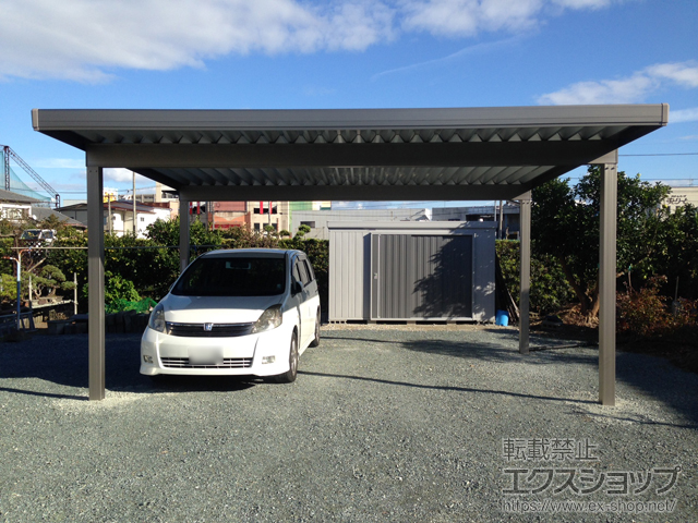 福岡県大川市のLIXIL リクシル（トステム）のカーポート テリオスポートIII 1500 2台用 角柱4本柱 積雪〜50cm対応 施工例