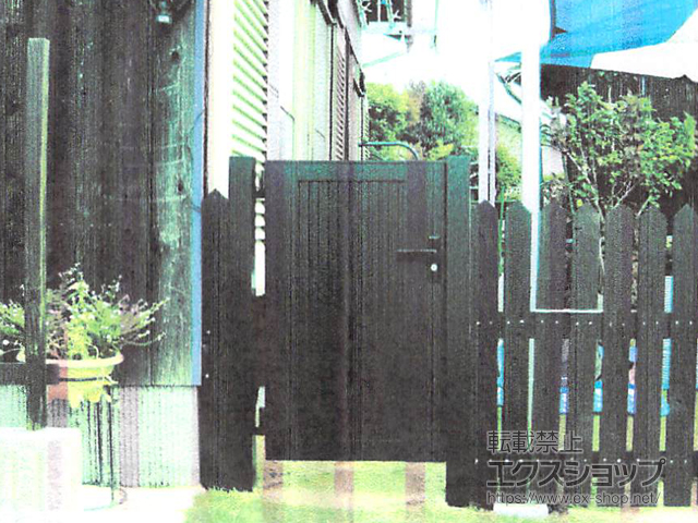 岡山県岡山市のの門扉 ライシス門扉 6型 たて目隠し 片開き 柱使用 施工例