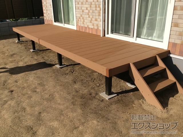 宮城県柴田郡大河原町ののウッドデッキ リウッドデッキ200＋リウッド ステップ5型 Sタイプ（2段） 施工例