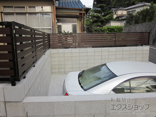 京都府京都市ののフェンス・柵 モクアルフェンス 横板タイプ 自由柱施工 施工例