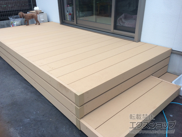 愛知県名古屋市のYKKAPウッドデッキ施工例(リウッドデッキ 200＋リウッドデッキ200 段床セット 側面タイプ 1段＋リウッドデッキ200  床下囲い 2段:35854839-1)