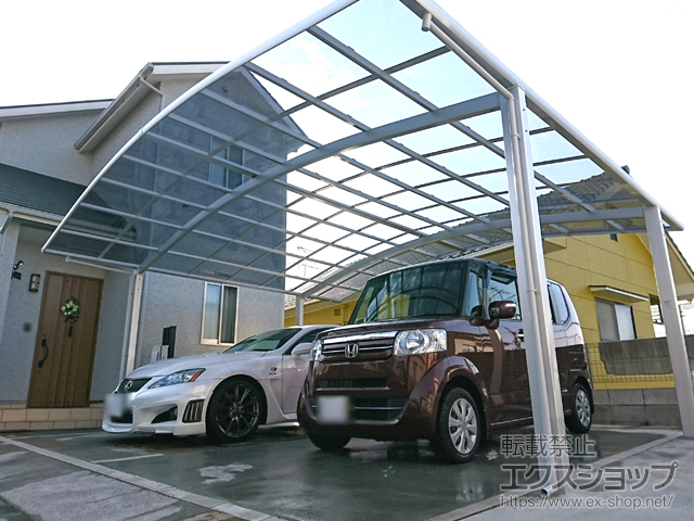 広島県呉市ののカーポート ネスカR (ラウンドスタイル) ワイド 積雪〜20cm対応 施工例